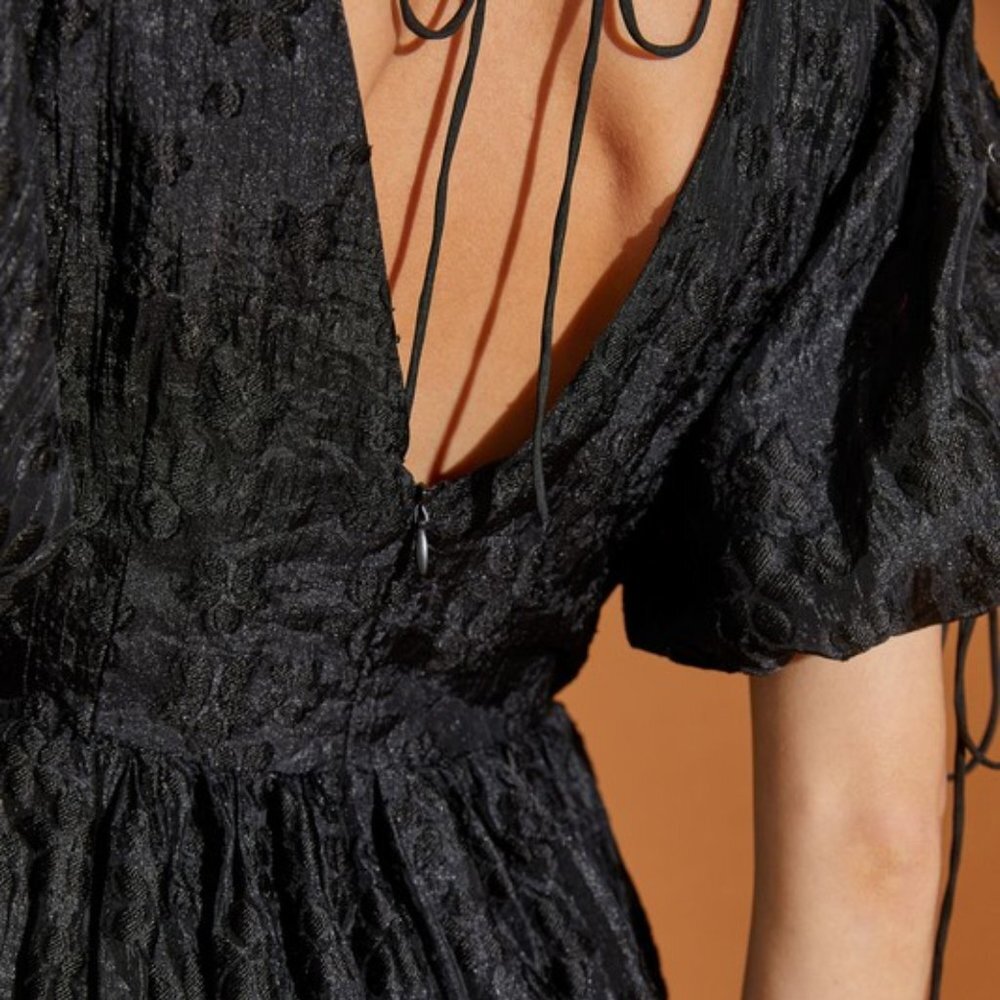 Puff Sleeve Lace Up Dress - Picture 3 of 5
